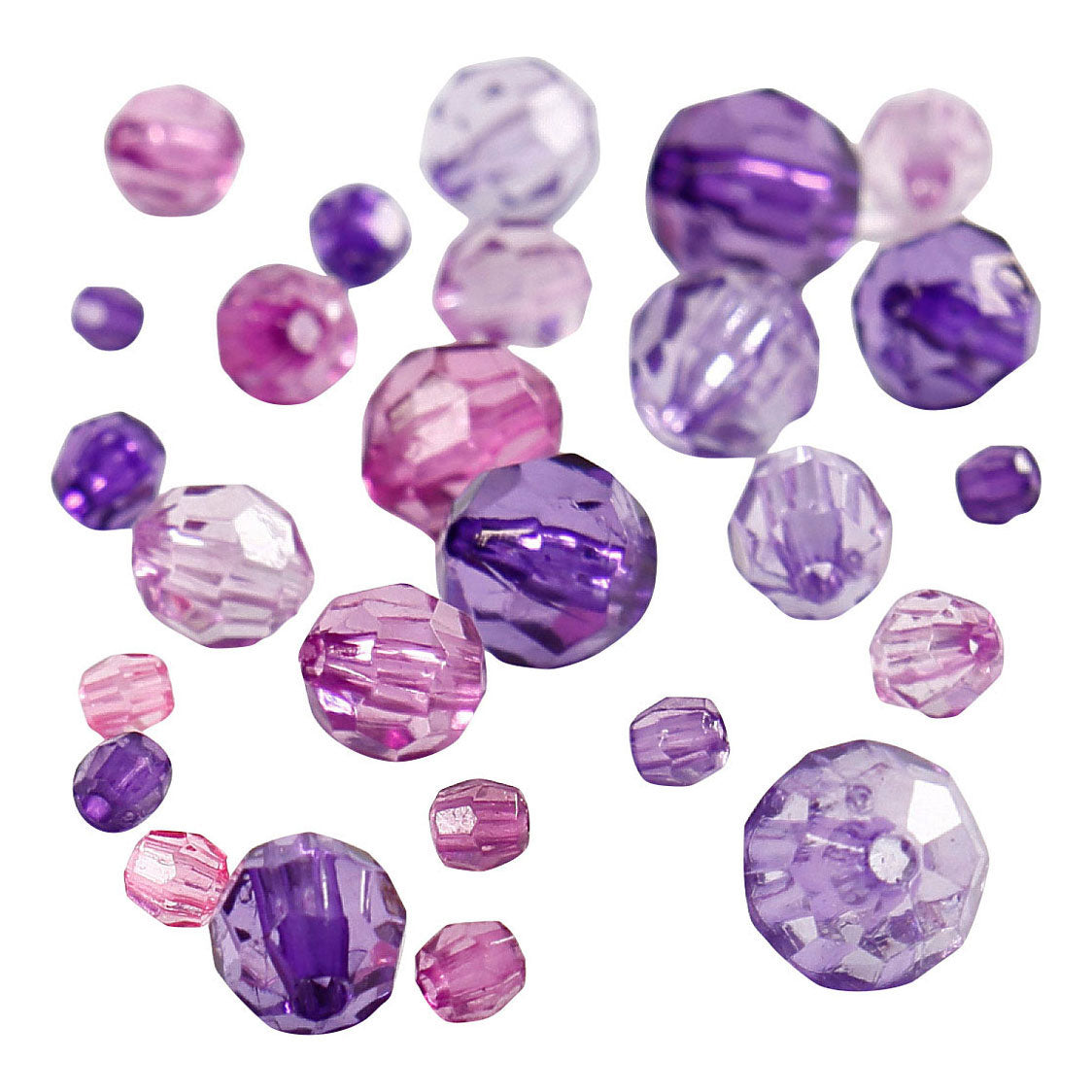 Creativ Company Facet Beads Mix fialové, 45 gramů