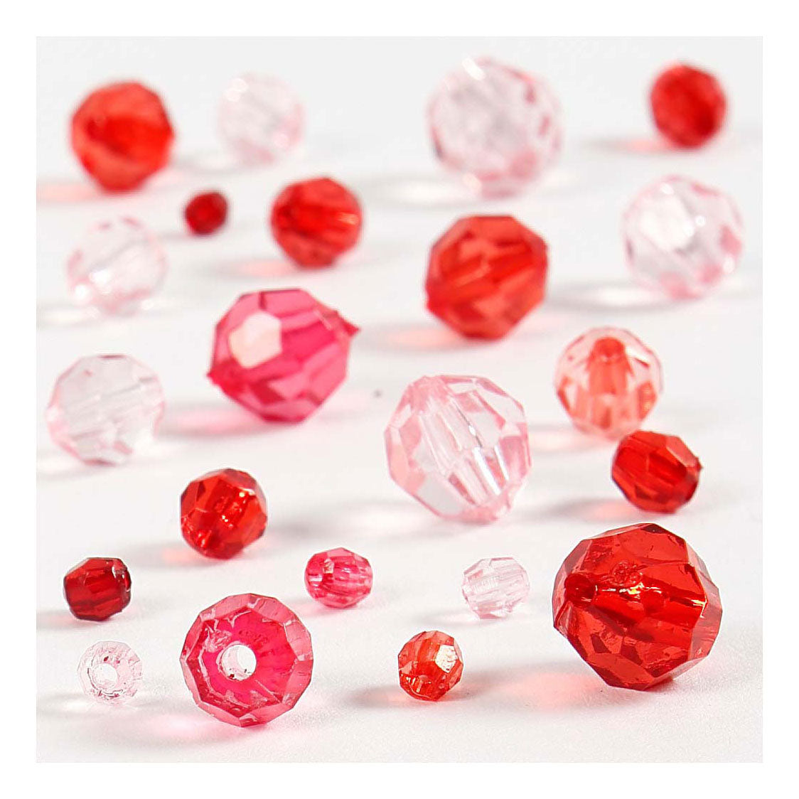 Creativ Company Facet Beads Mix Red Harmonie, 45 gramů
