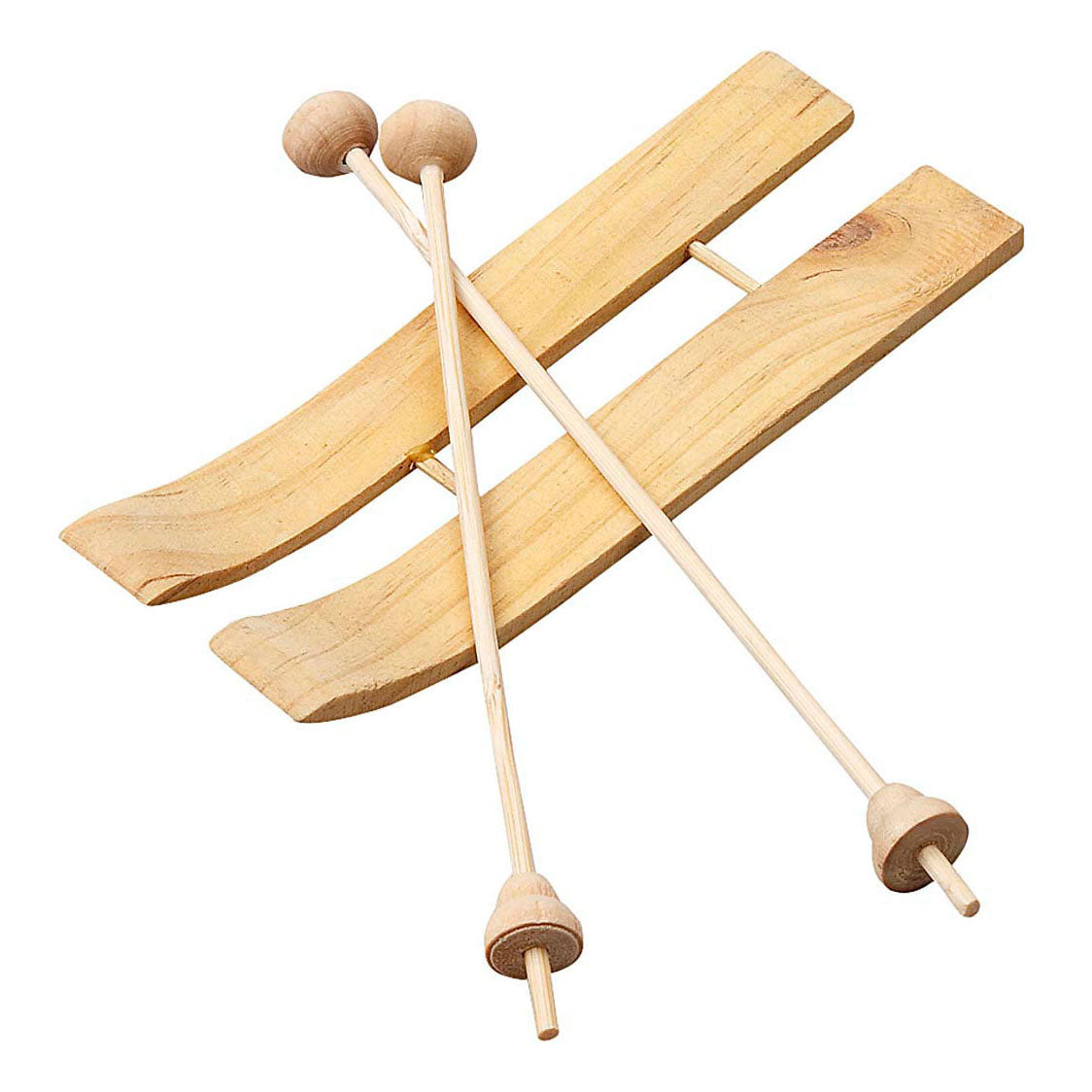 Creativ company wooden mini ski with sticks, 3 pairs
