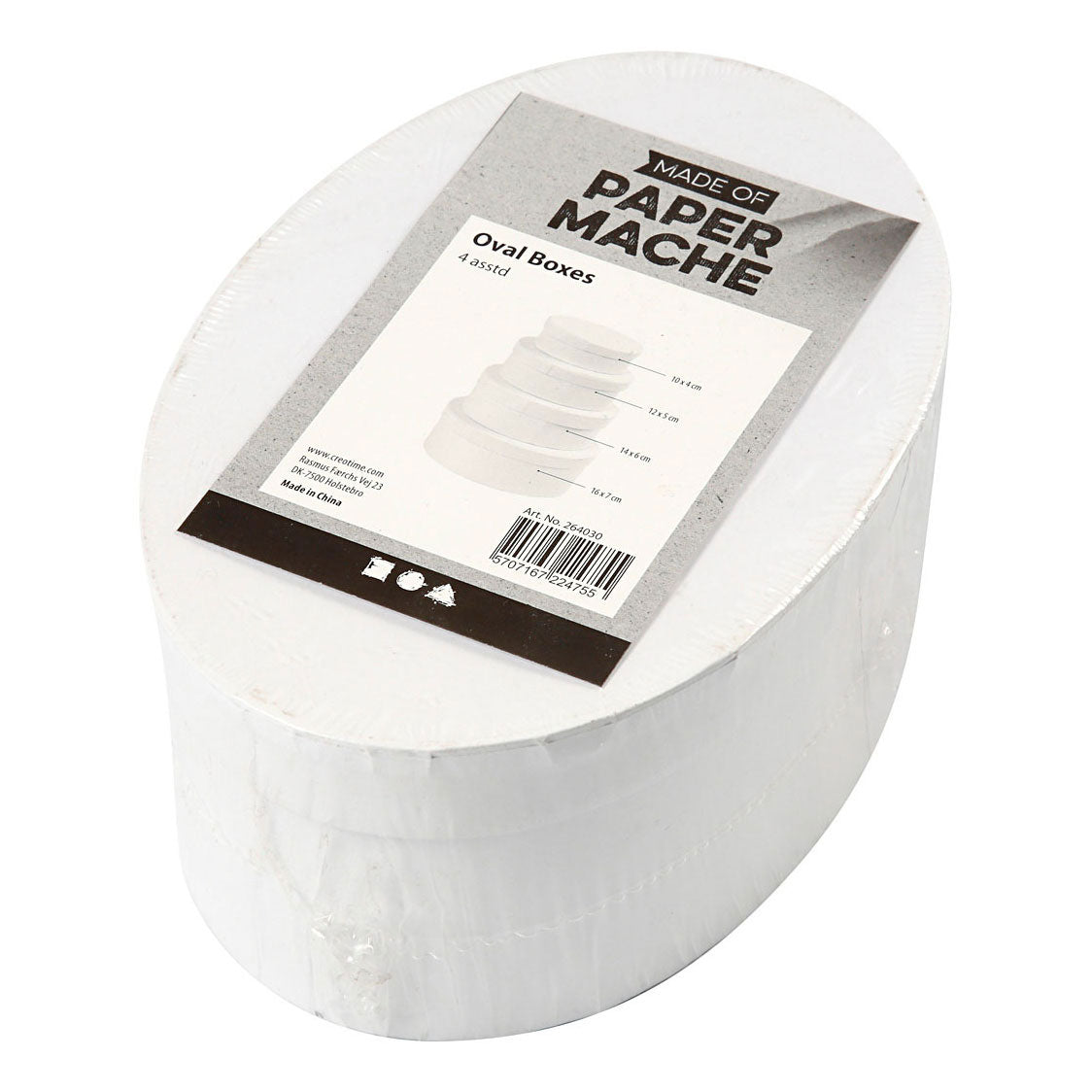 Creativ Company oval boxes white with lid, 4st.