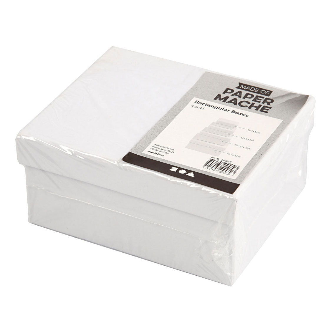 Creativ Company rectangular boxes white with lid, 4st.