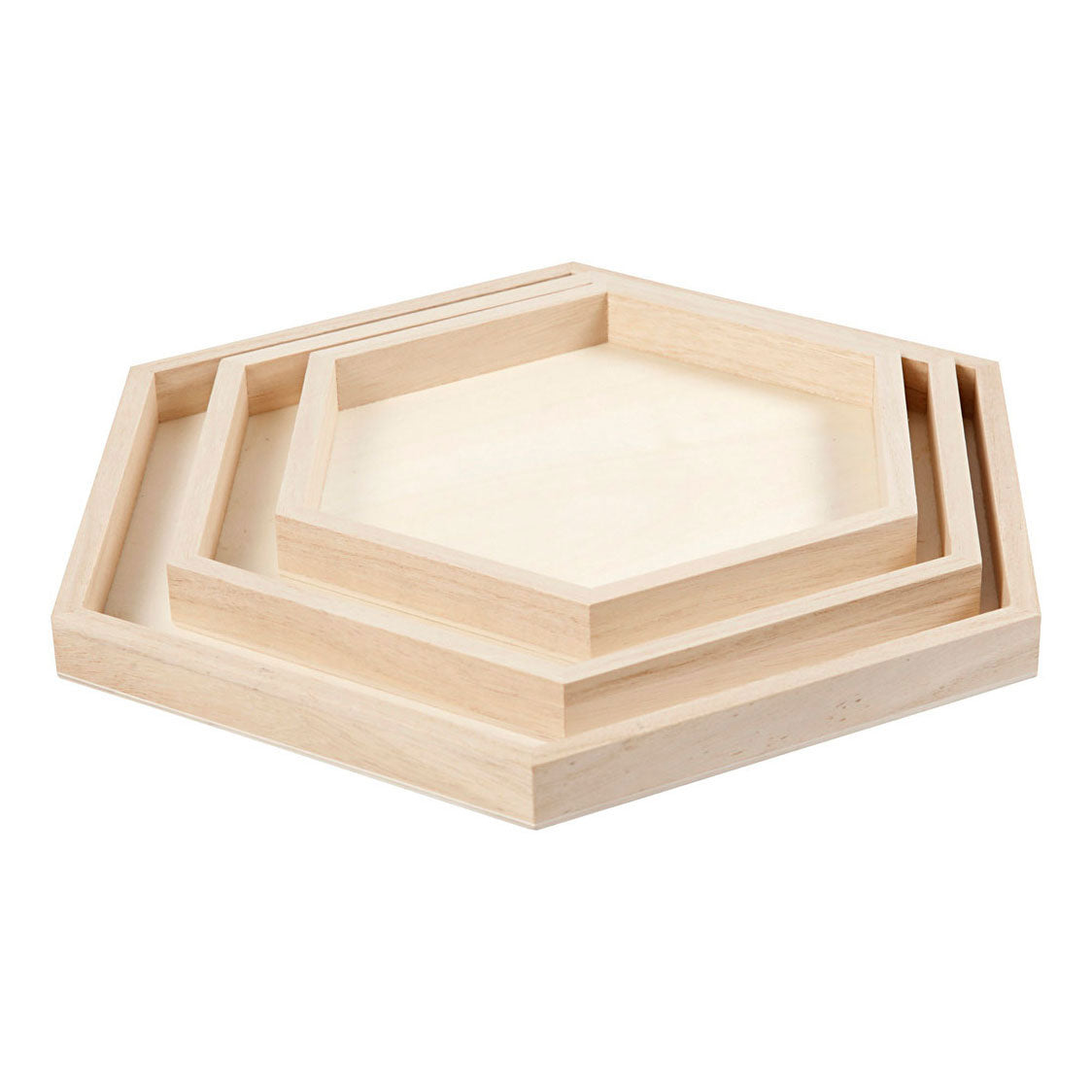 Creativ company houten dienbladen divers, set van 3