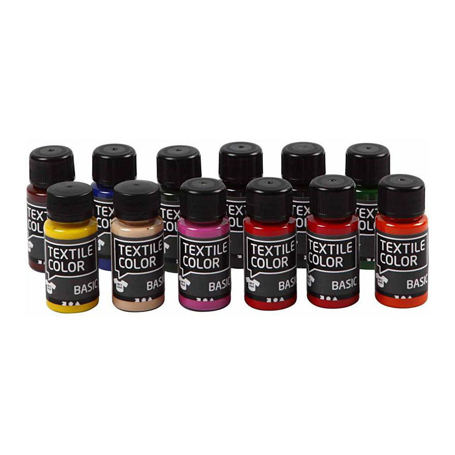 Creativ Company Textile Color Semi-Covering Textile Paint, 12x50ml