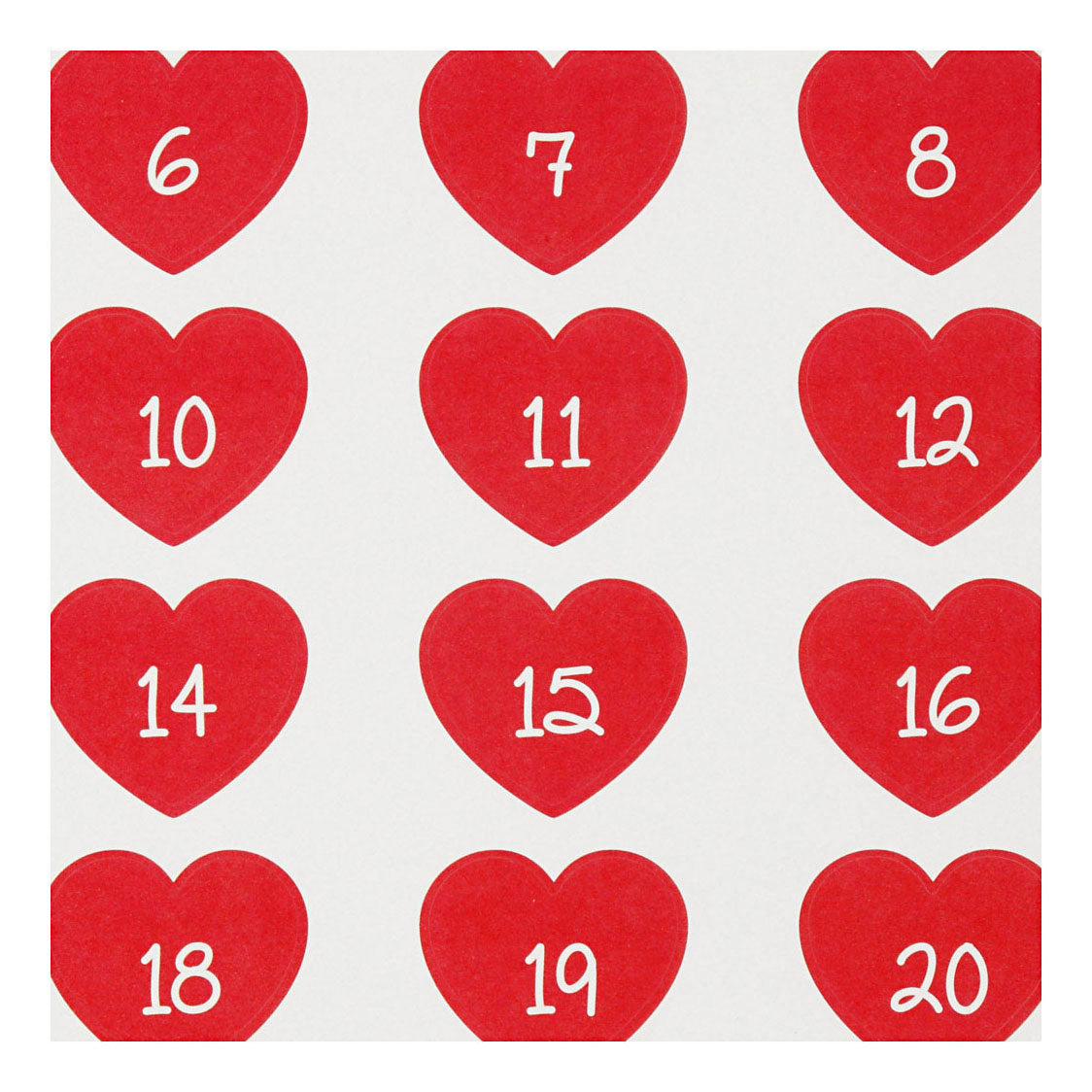 Kreativ Company Stickers Heart s číslem, 1 list