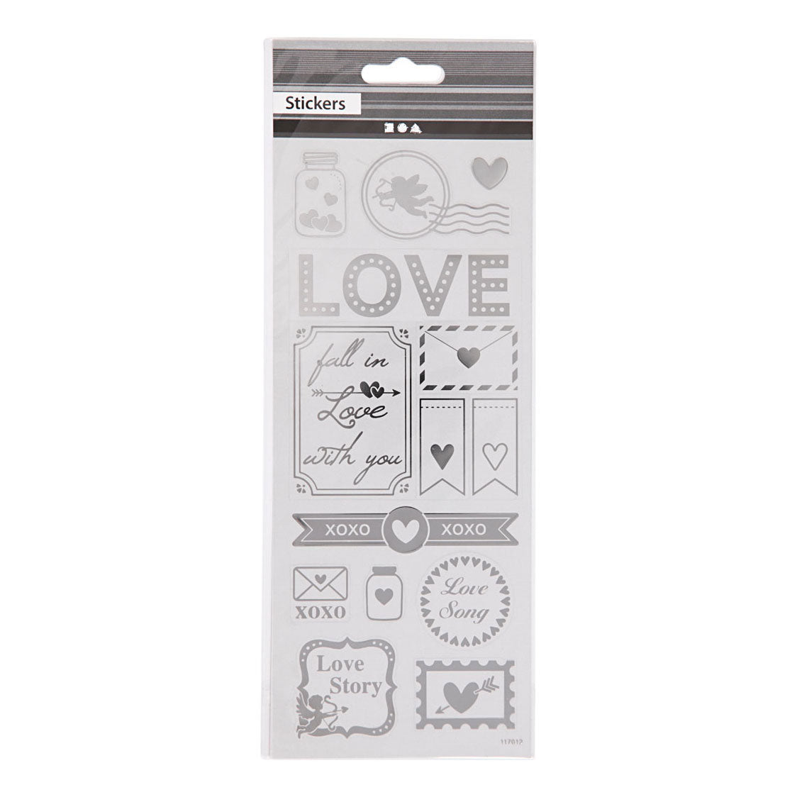 Creativ Company silver love stickers, 1 sheet