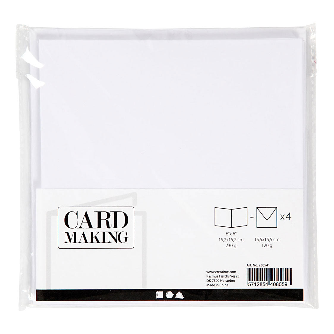 Creativ firmakort og konvolutter White, 4st.