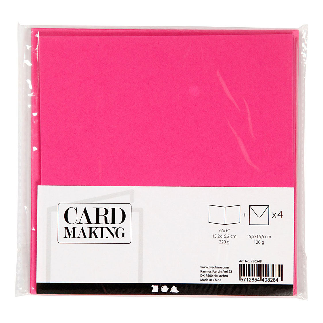 Creativ Company cards and envelopes dark pink, 4st.
