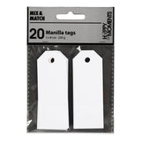 Creativ company manila labels, size 3x8 cm, 220 g, white, 20 pieces in a box