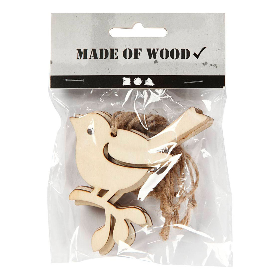 Creativ Company Wooden Pendant Vogel, Set of 5