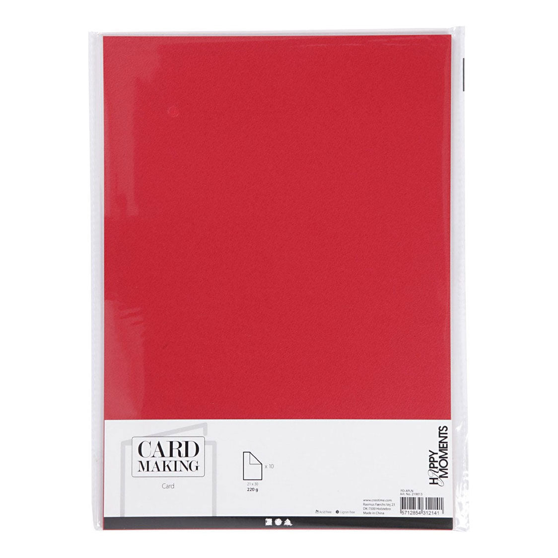 Creativ company cardboard, A4, sheet 210x297 mm, 220 gr, red, 10 pieces 1 box