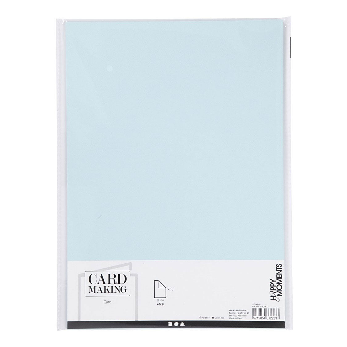 Creativ company cardboard, A4, sheet 210x297 mm, 220 gr, light blue, 10 pieces 1 box