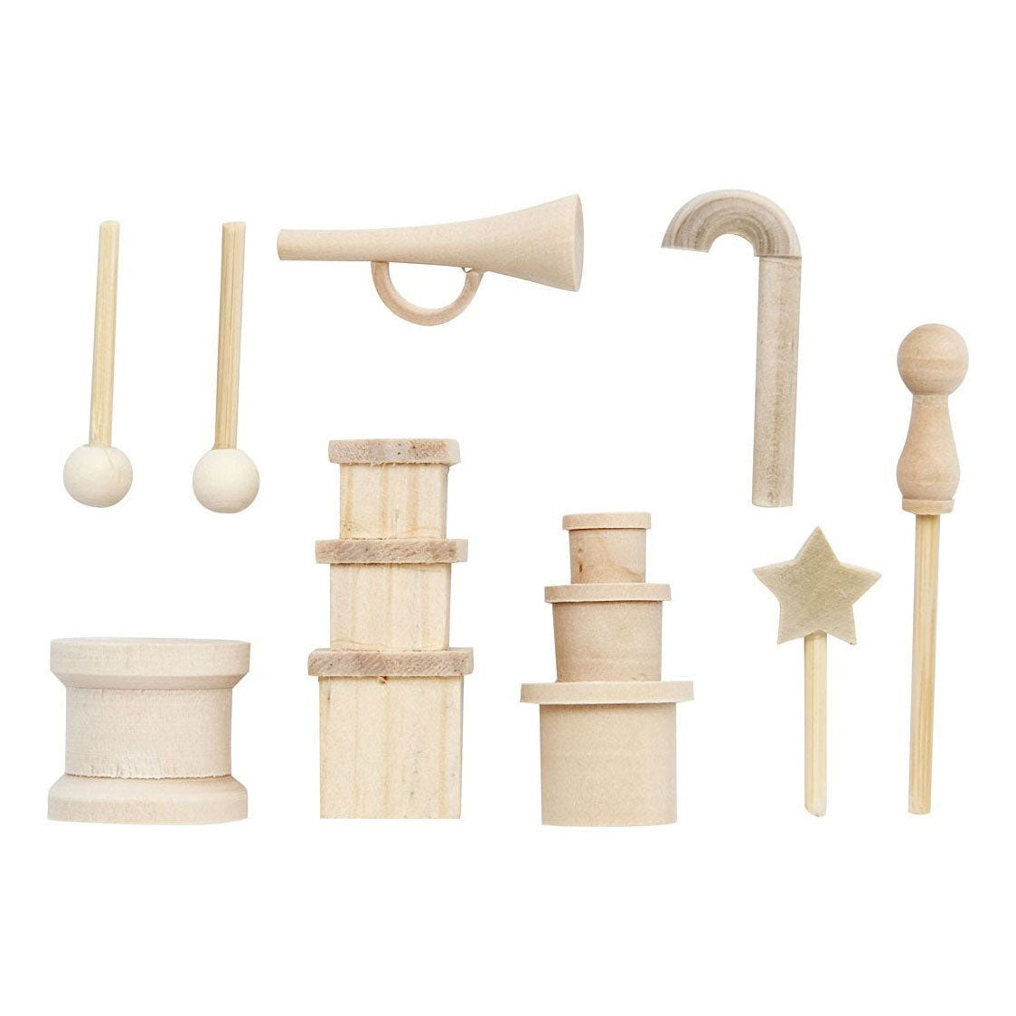 Creativ Company kleine Holzzubehör für Dekorationsset, 13dlg.