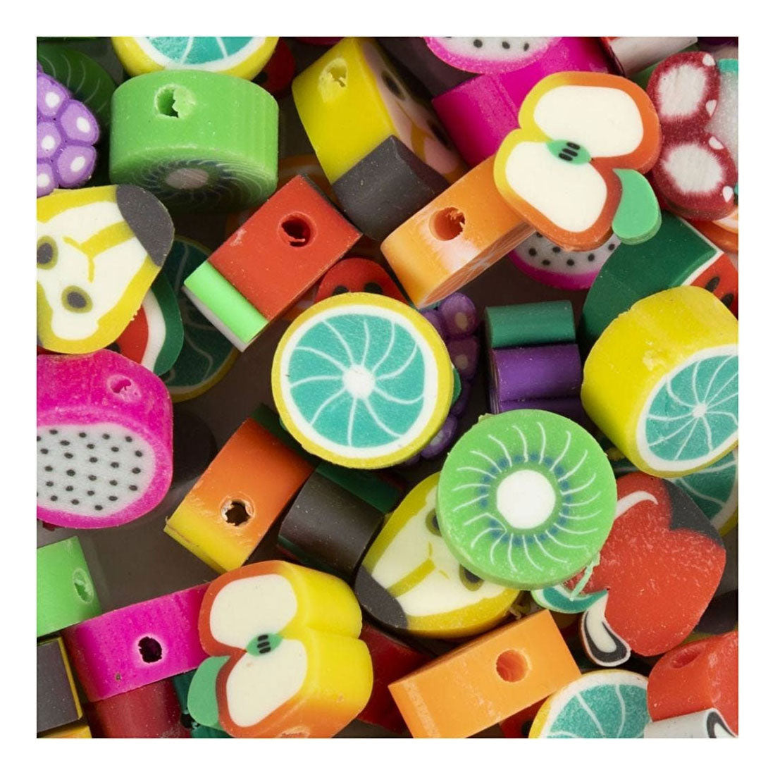 Creativ company figure beads, fruit, d 10 mm, hole size 1.5 mm, approx. 60 pieces, 60 pieces 1 box