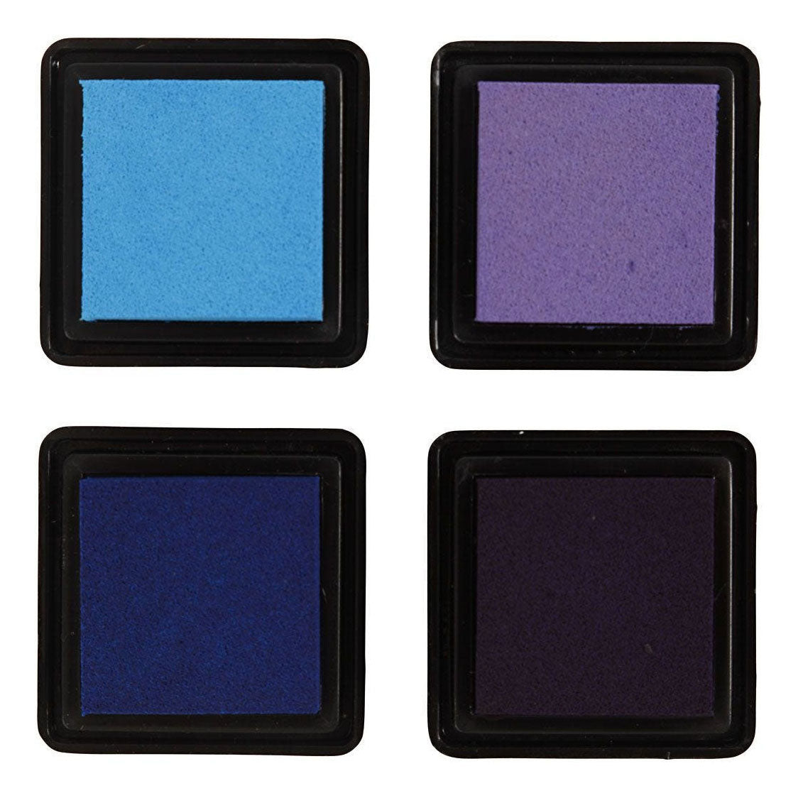 Creativ company stamp ink, h: 2 cm, size 3.5 x 3.5 cm, blue, sky blue, purple, violet, 4 pieces 1 box