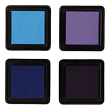 Creativ company stamp ink, h: 2 cm, size 3.5 x 3.5 cm, blue, sky blue, purple, violet, 4 pieces 1 box