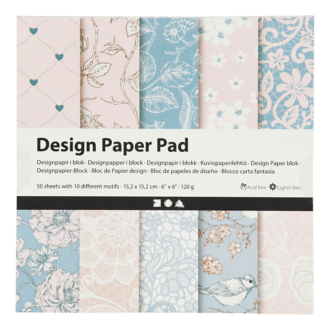 Kreativ Company Design Paper Block Pink, 50 listů