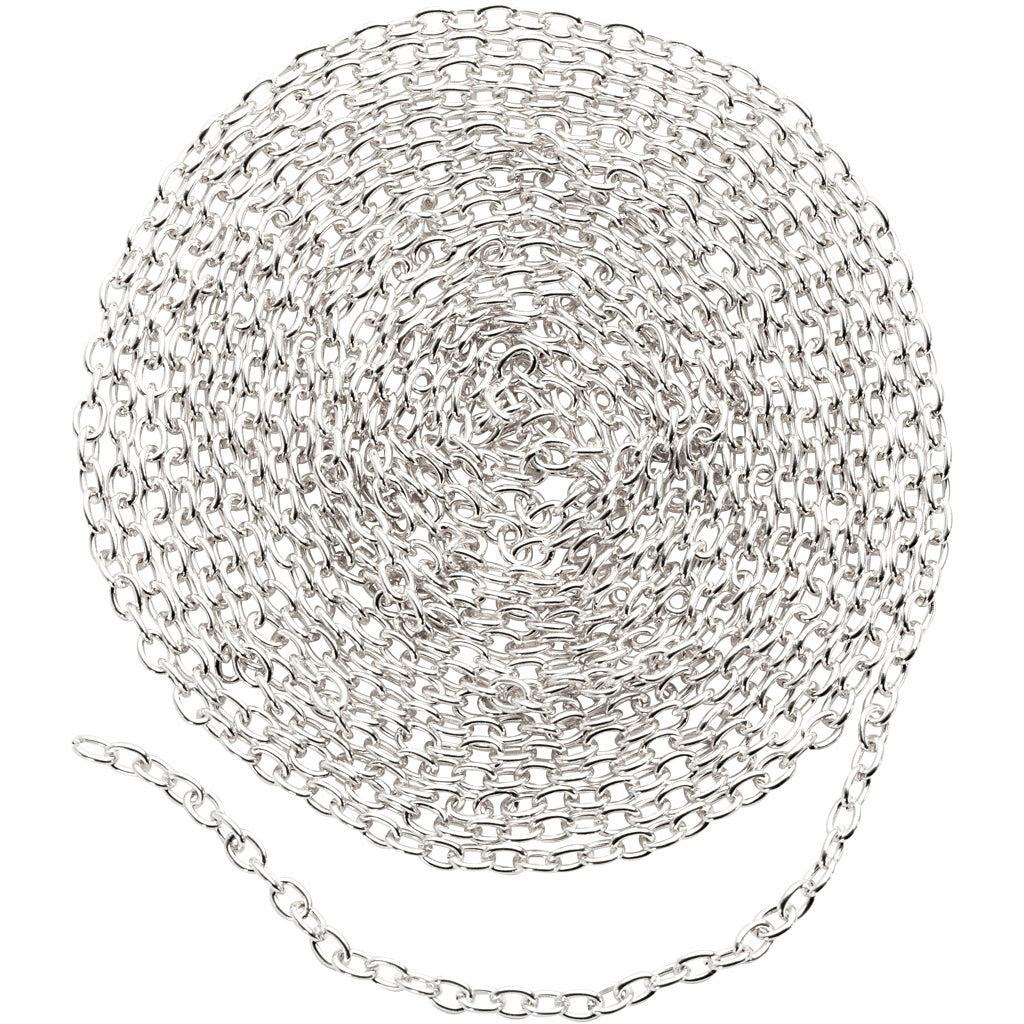Creativ company jasseron, b: 2 mm, silver plated, 2 m 1 piece
