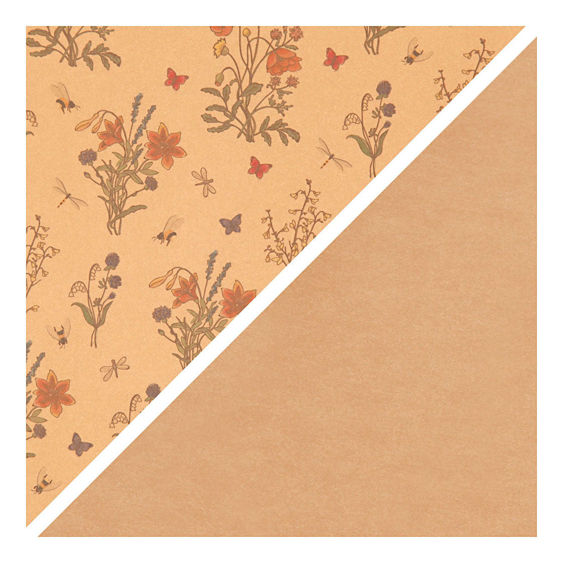 Creativ Company Faux Leather Paper Rjava s cvetličnim tiskom, 1M