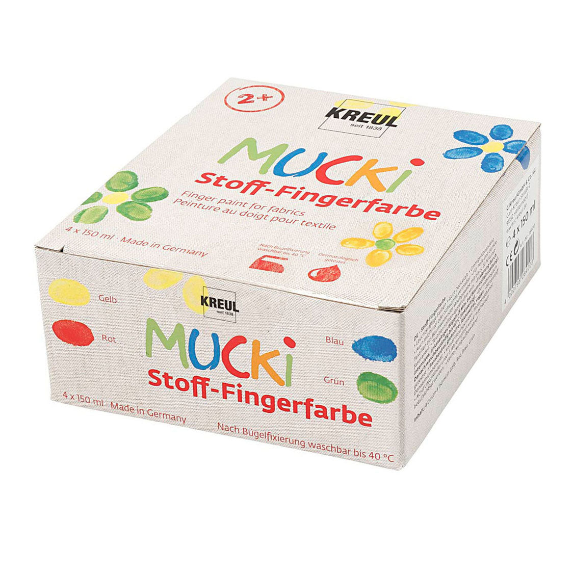 Creativ Company Muck Finger Paint Blue Green Red Yellow, 4x150ml