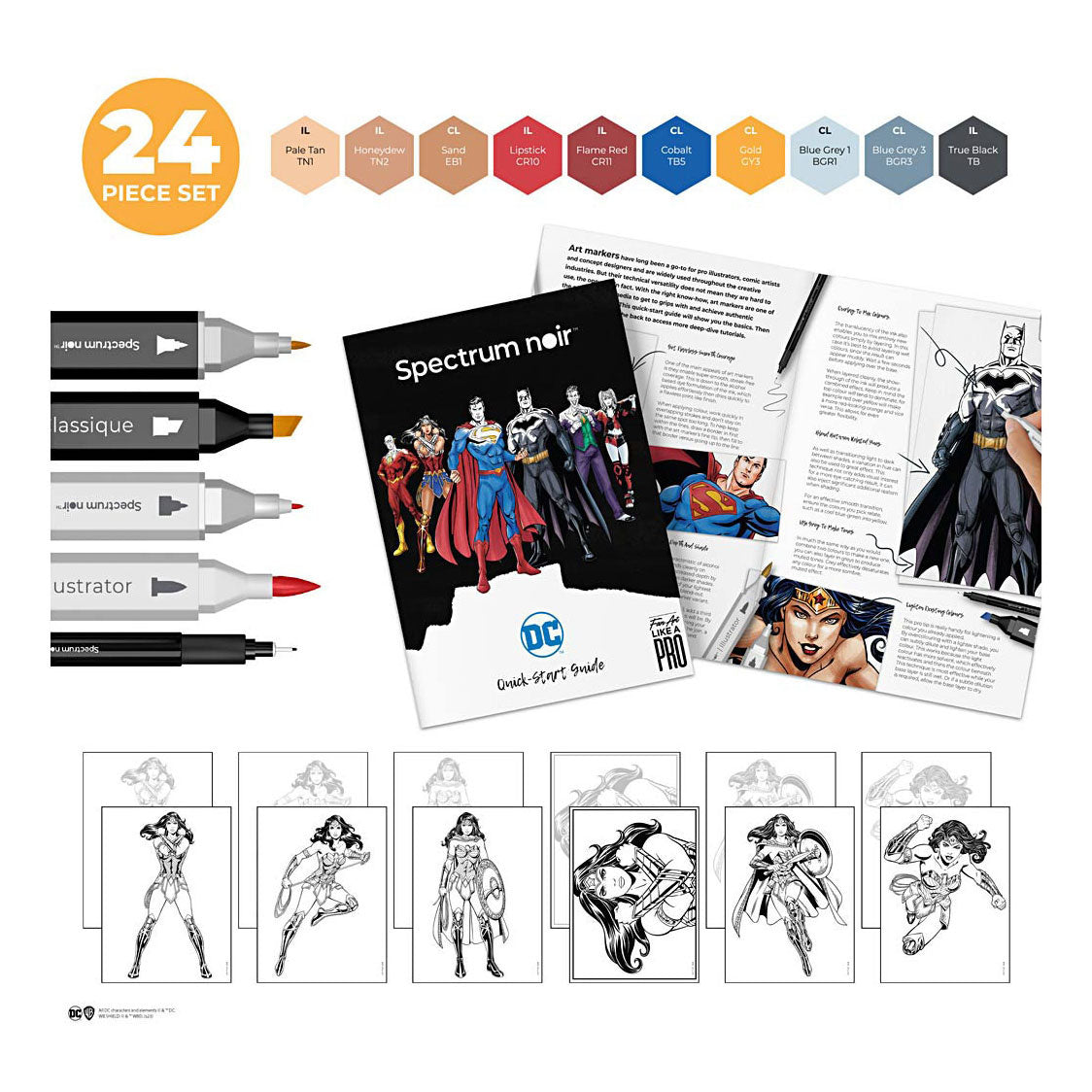 Creativ Company Hobbyset-Illustratioun Comic Helden Wonn Wonn Faarffaarf Set