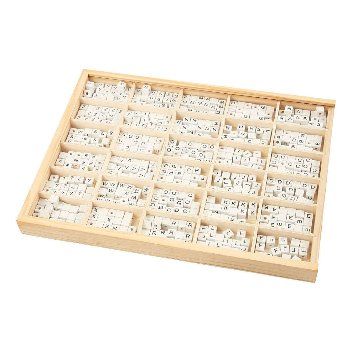 Creativ Firma Holzbréif BEADS Wäiss A-Z, 750st.