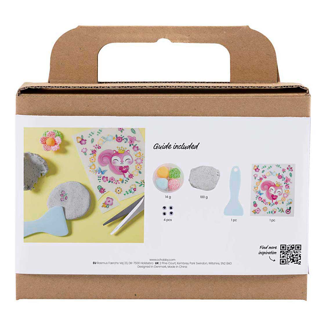 Creativ company mini hobbyset boetseren, steen met insect, grijs, lichtroze, licht turquoise, 1 doos