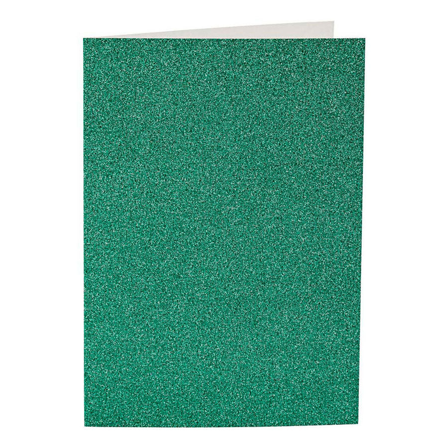 Creativ company cards and envelopes, card size 10.5x15 cm, envelope size 11.5x16.5 cm, glitter, 110+250 gr, green, 4 sets 1 box
