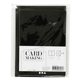 Kreativní firemní karty a obálky, velikost karty 10,5x15 cm, velikost obálky 11,5x16,5 cm, třpytky, 110+250 gr, černá, 4 sady 1 krabička