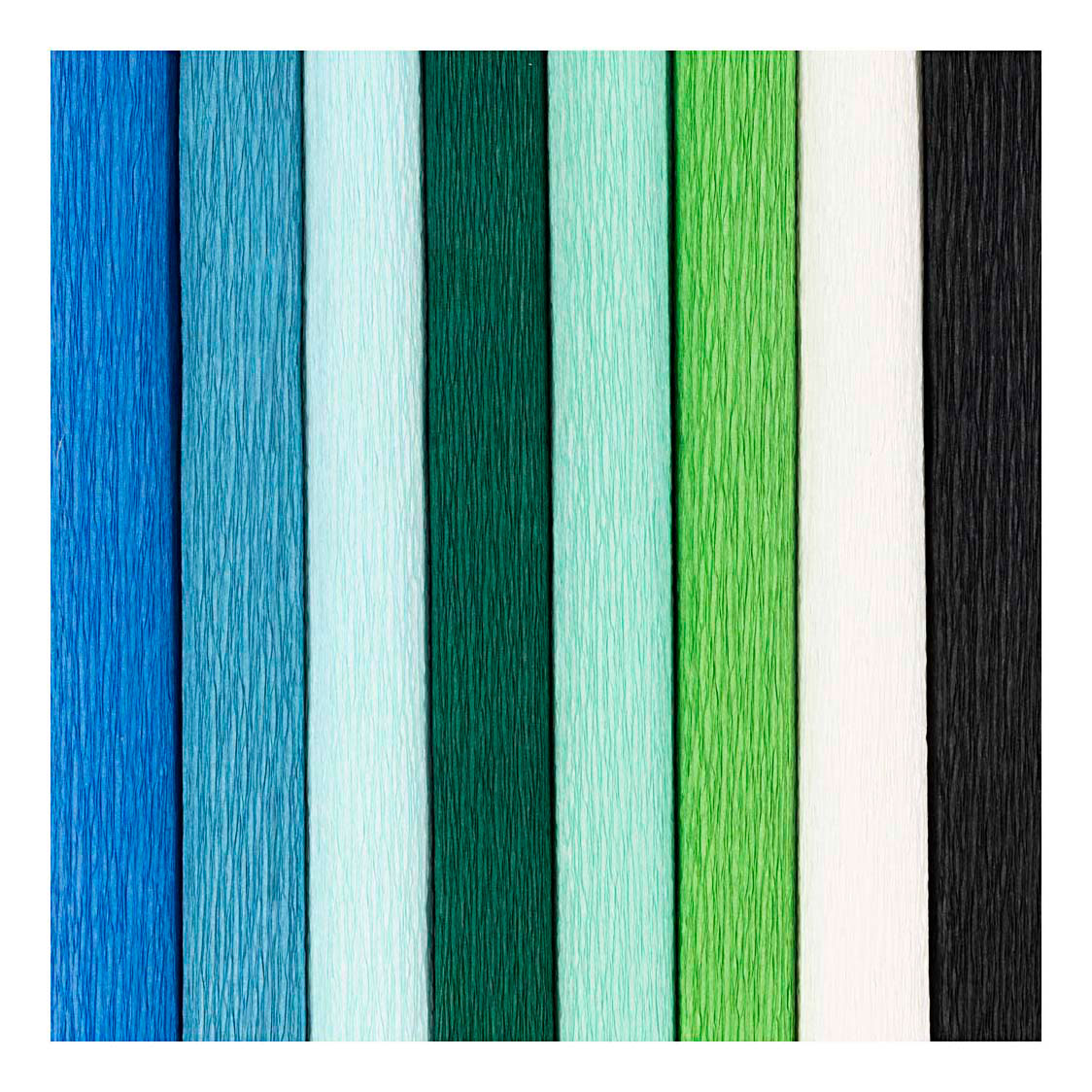 Creativ company crepe paper, sheet 25x60 cm, crepe ratio: 180%, 105 gr, blue green harmony, 8 sheets 1 box
