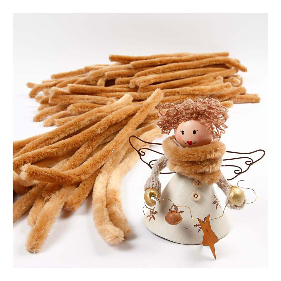 Creativ company chenille, l: 30 cm, thickness 6 mm, beige, 50 pieces 1 box