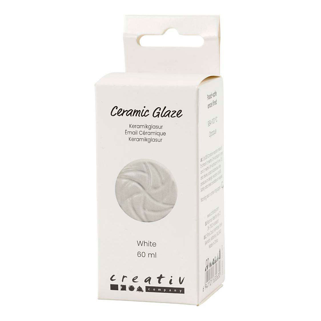 Creativ company keramiek glazuur, 984-1101 °c, dekkend, white, 60 ml 1 fles