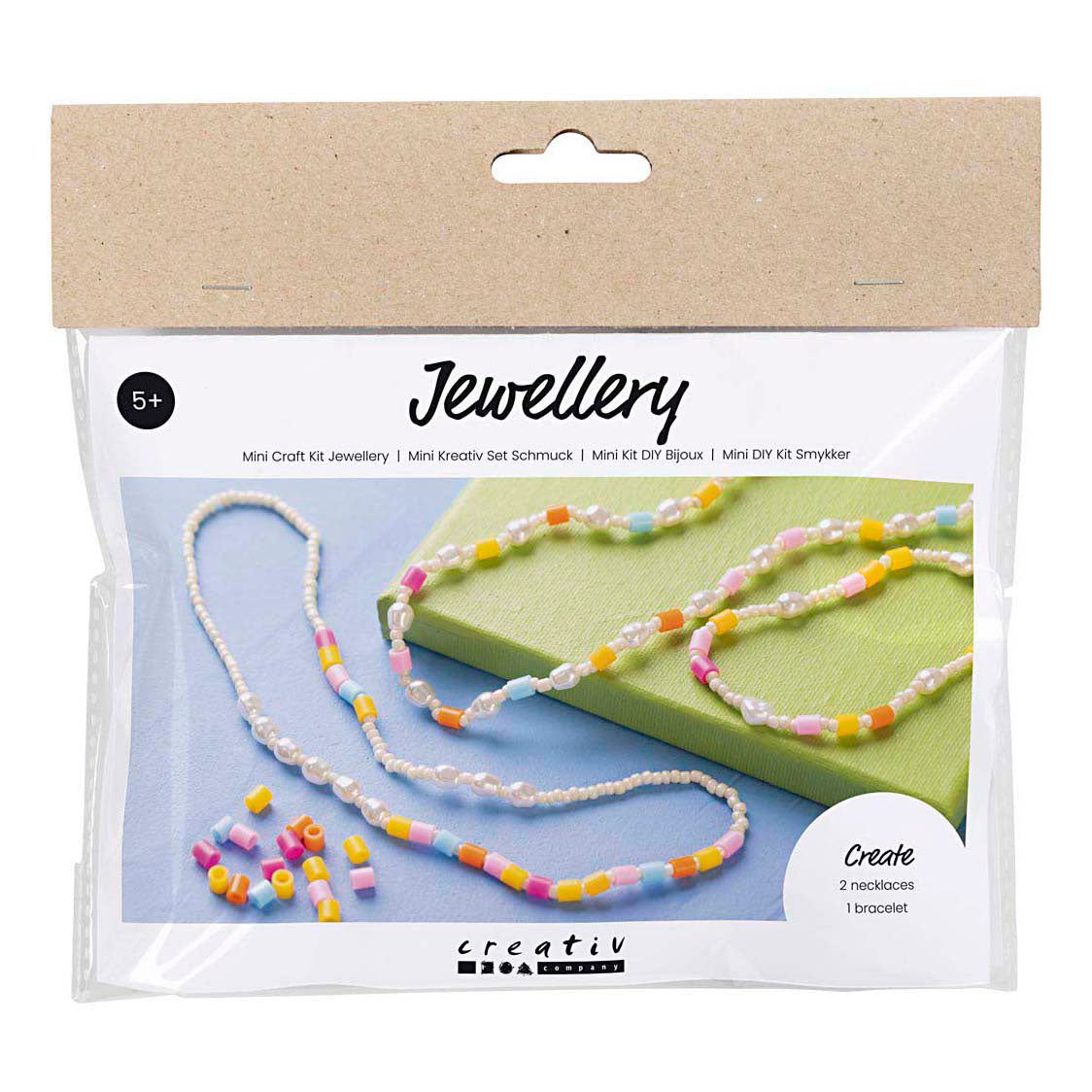 Creativ company mini set de hobby joyería, collares y pulsera, varios colores, 1 caja