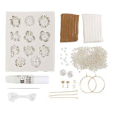 Creativ company mini hobbysett smykker, øredobber, armbånd og kjede med blomsterdesign, beige, lys beige, beige, 1 boks