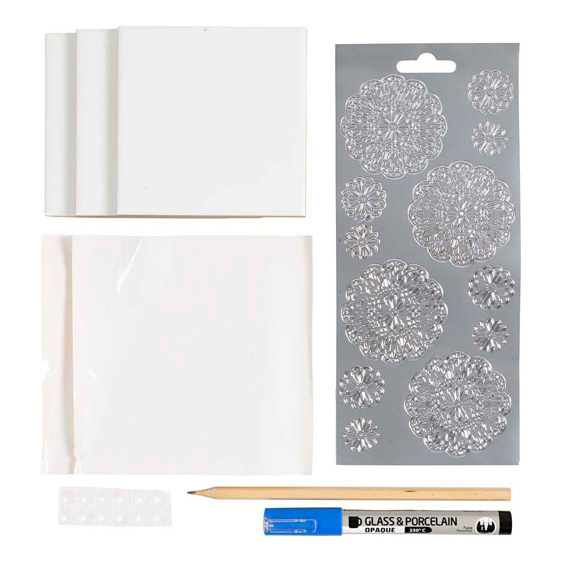 Mini zestaw hobbystyczny firmy Creativ, porcelanowe podkładki, niebieski, 1 opakowanie