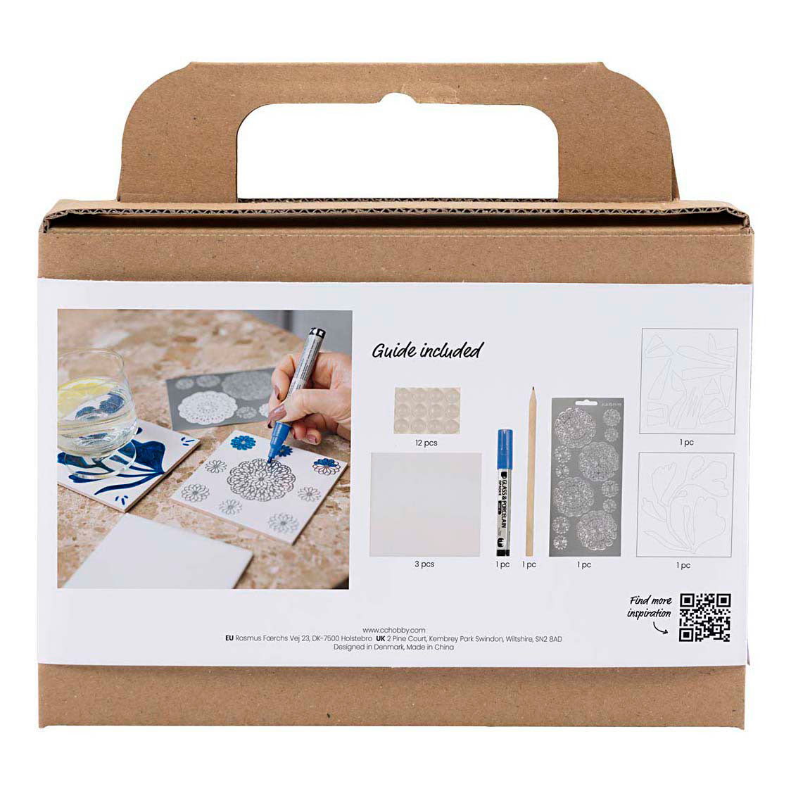 Creativ company mini hobby set decoration, porcelain coasters, blue, 1 box
