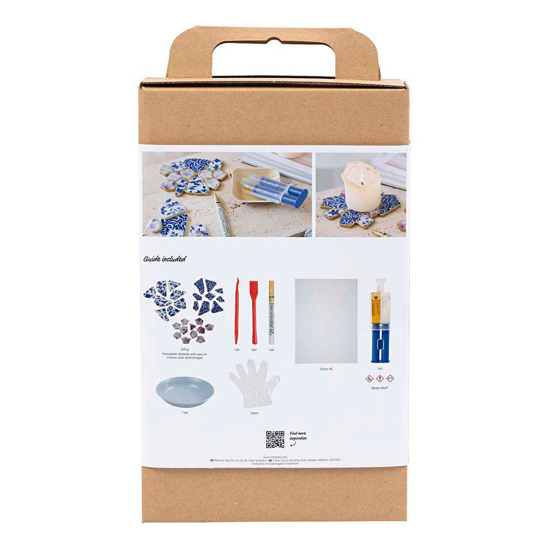 Creativ company hobbyset kintsugi, onderzetter, blauw, goud, lichtrood, wit, 1 doos
