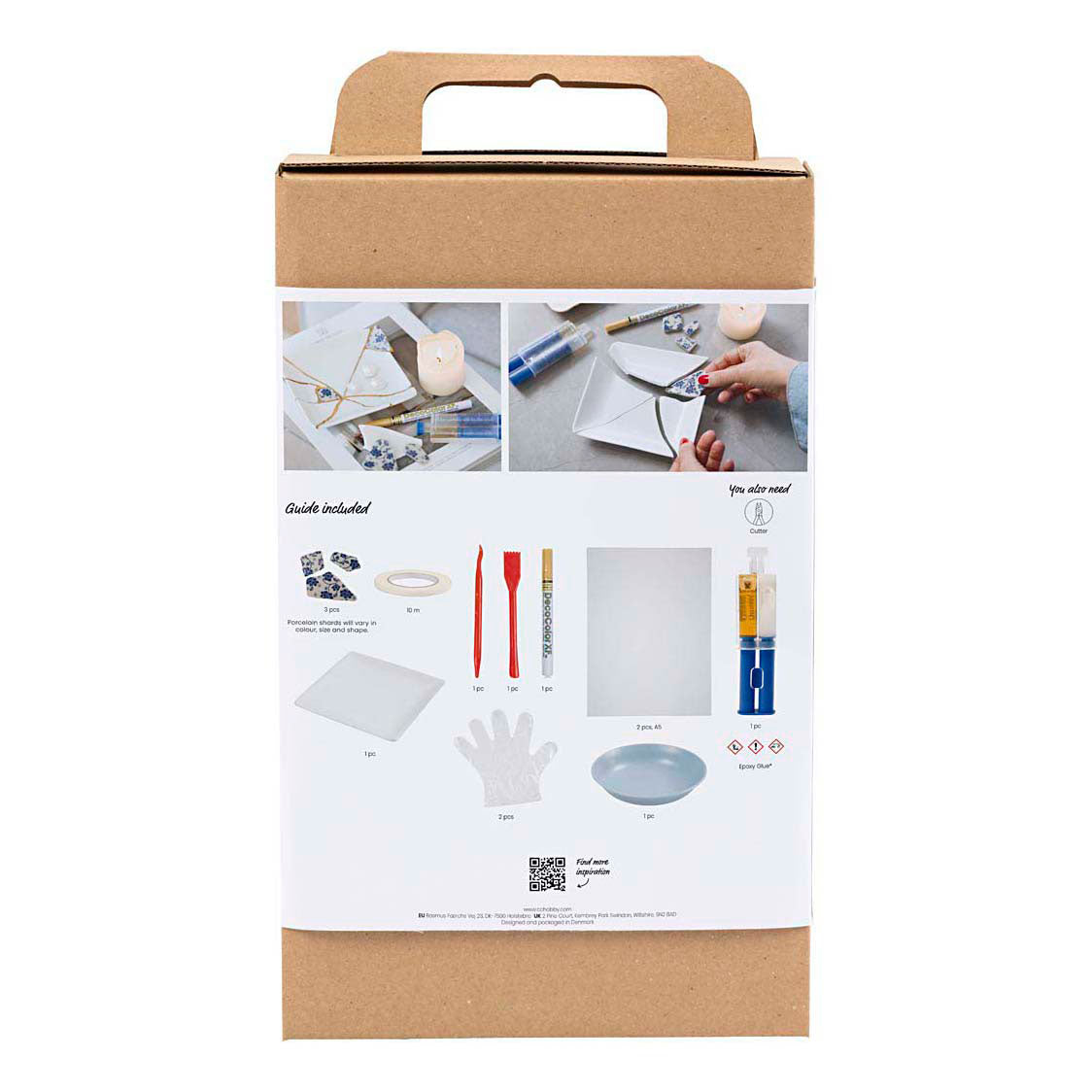Creativ company hobbyset kintsugi, schaal, blauw, goud, wit, 1 doos