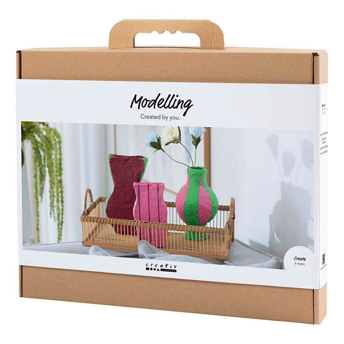 Creativ company maxi hobby set modeling, vases of papier-mâché, various colors, 1 box