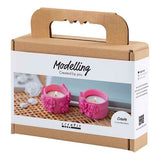 Creativ kompanijos mini hobis rinkinys modeliuojantis arbatinių žvakučių laikiklius rožinės spalvos