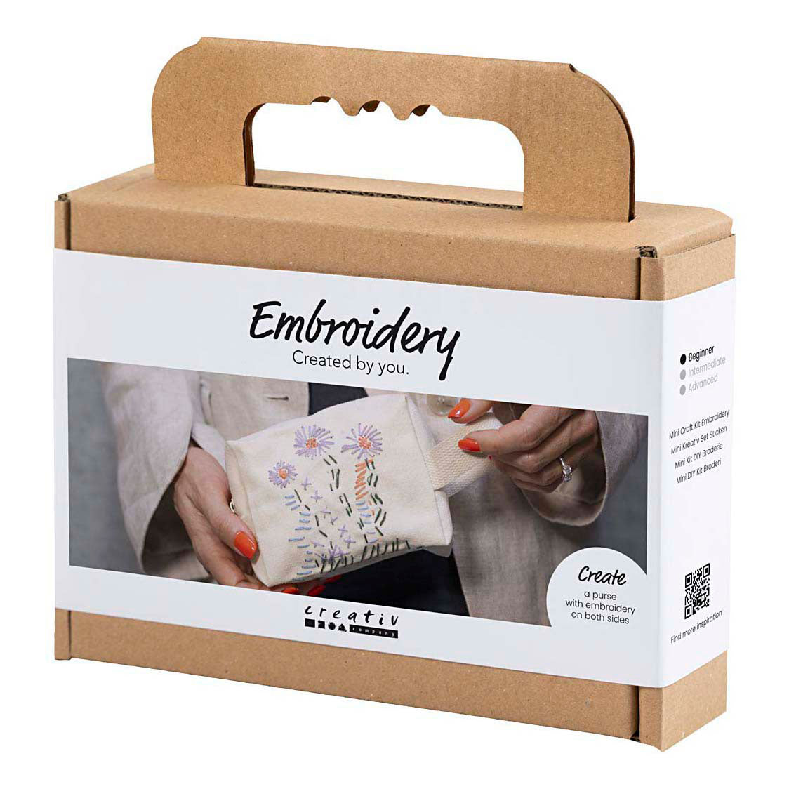 Creativ company mini hobby set embroidery, make-up bag, cream, 1 box
