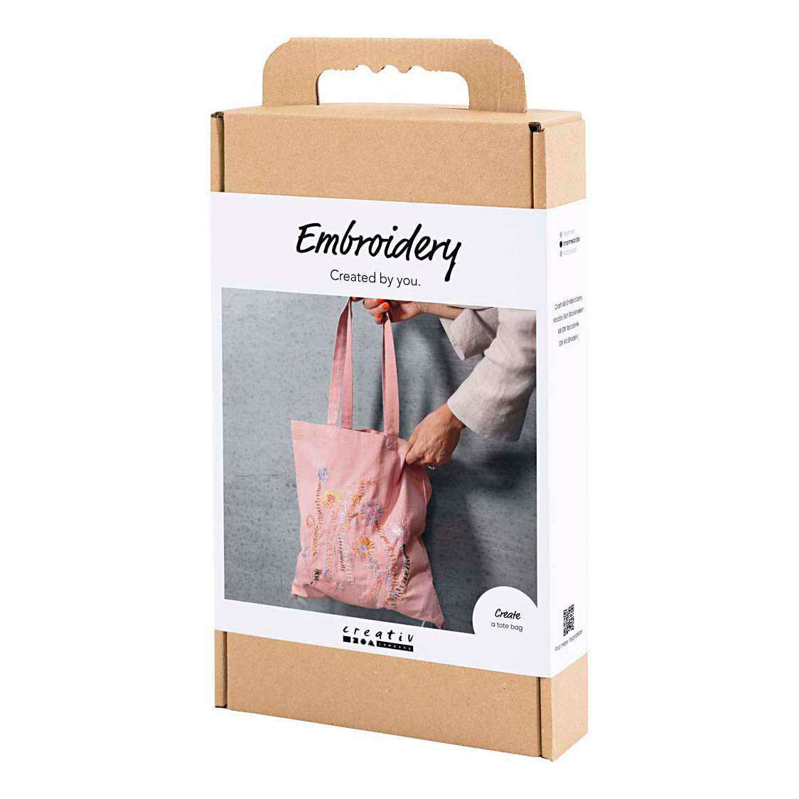 Creativ company hobbyset borduurwerk, draagtas, lichtroze, 1 doos