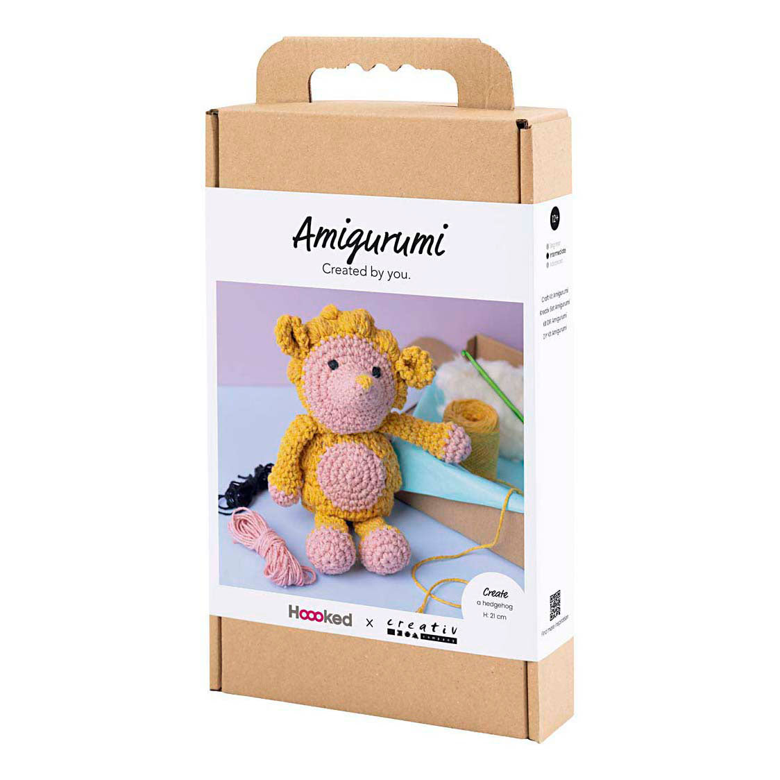 Creativ company hobby set amigurumi, hedgehog, light pink, warm yellow, 1 box