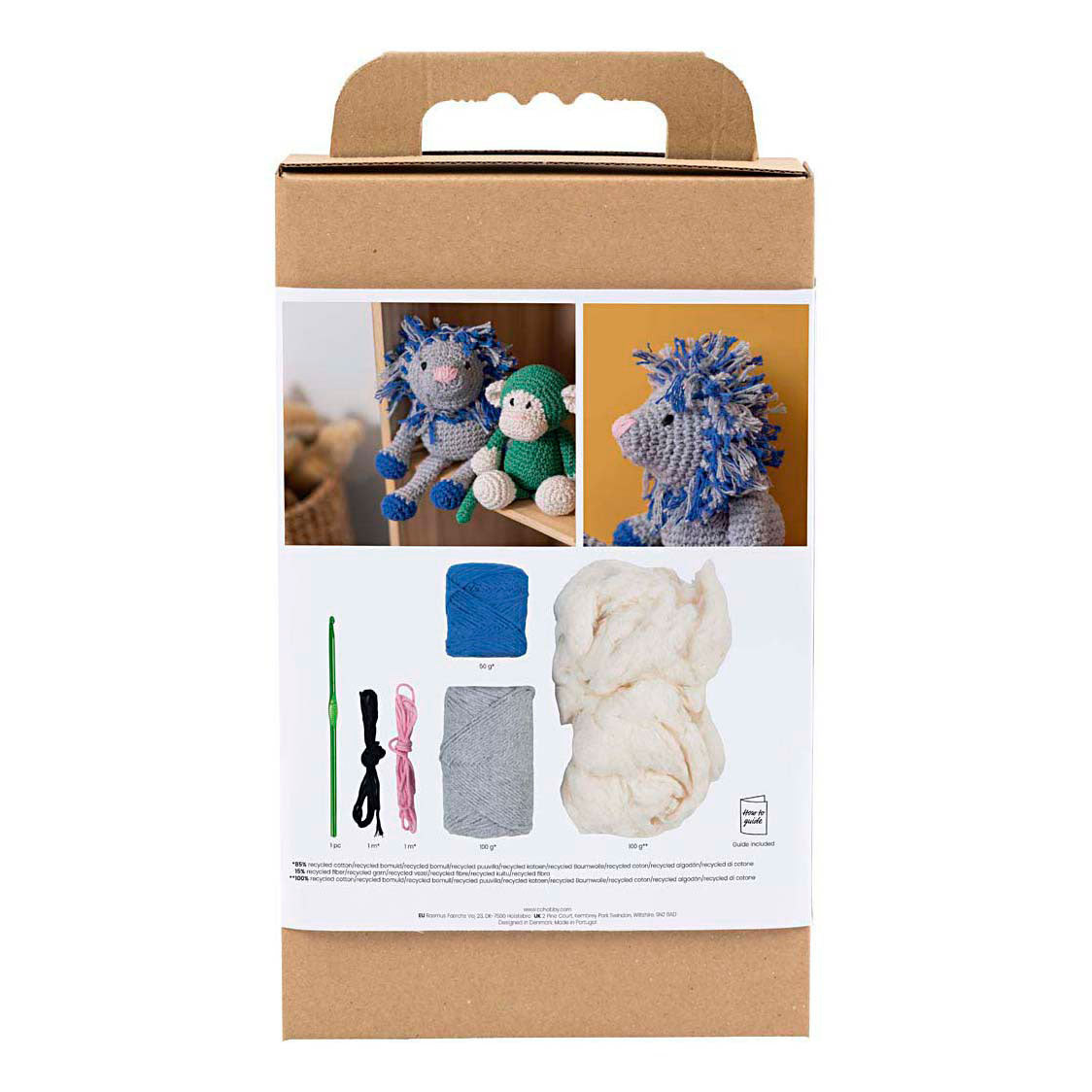 Creativ company hobbyset amigurumi, leeuw, marineblauw, lichtgrijs, 1 doos