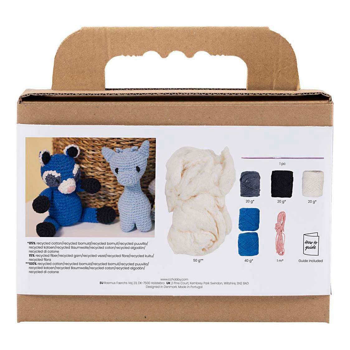 Creativ company hobbyset amigurumi, wasbeer, zwart, blauw, 1 doos
