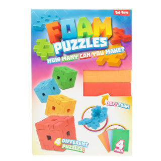 Puzzel foam kubus 3d 4 stuks assorti