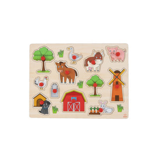 Wooden Farm Knob Puzzle, 12 pcs.