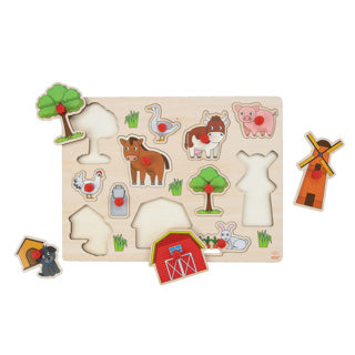 Wooden Farm Knob Puzzle, 12 pcs.