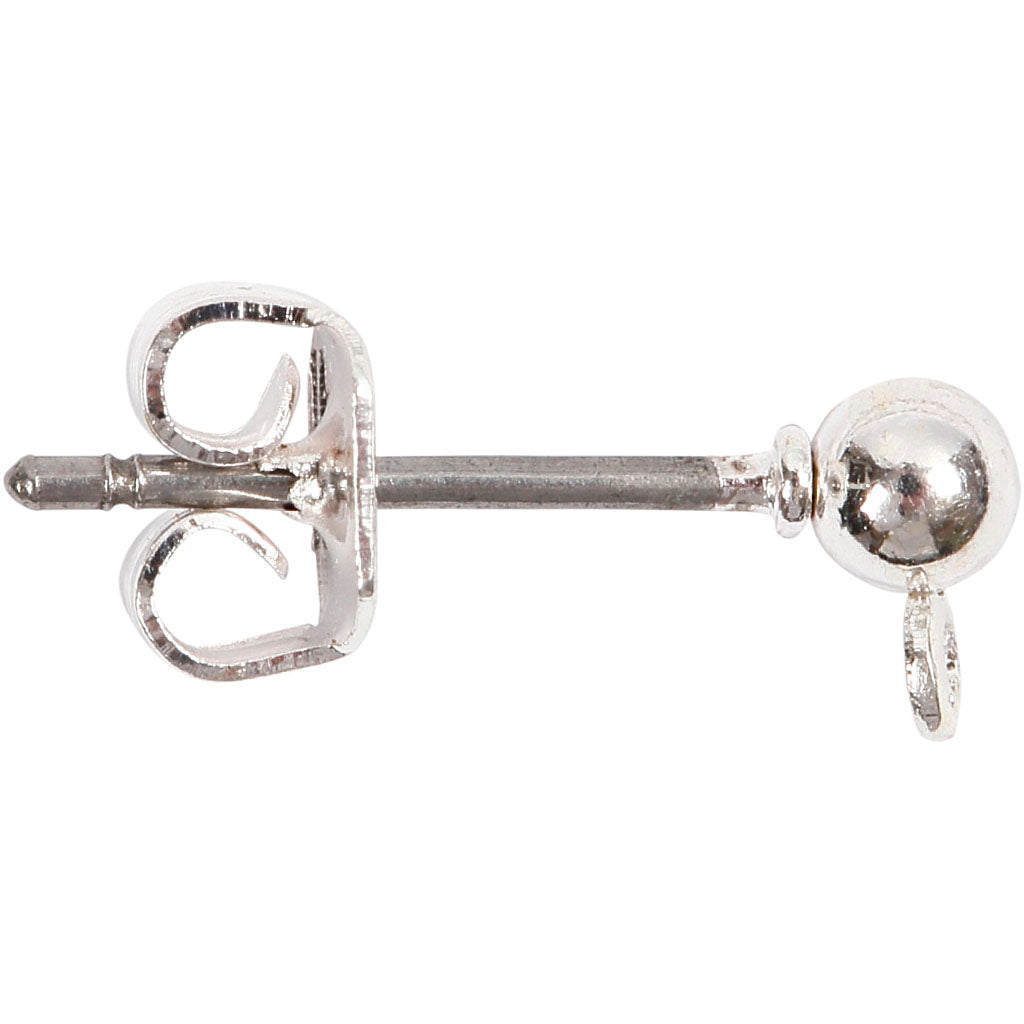 Creativ company stud earrings, length 13 mm, depth 3.8 mm, hole size 0.8 mm, silver-plated, 10 pieces in a box