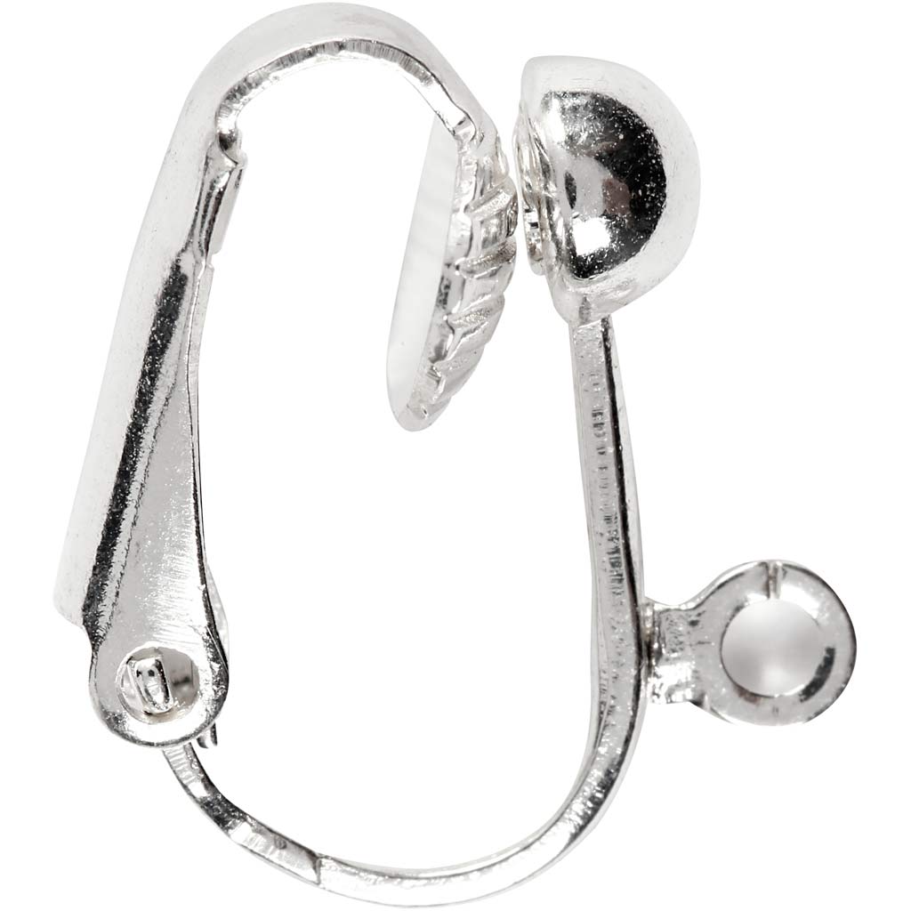 Creativ company clip-on oorbellen, l: 16,5 mm, b: 1,5 mm, gatgrootte 1,6 mm, verzilverd, 6 stuk 1 doos