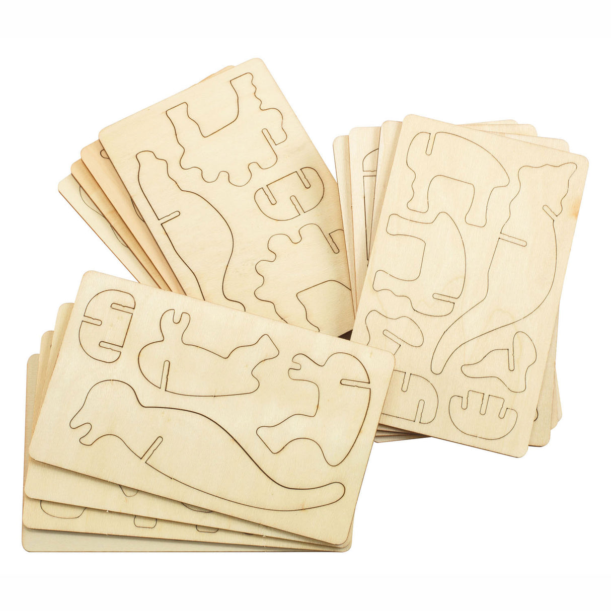 Colorations Bouwpacket Houten 3D Dinosaurus, set of 4